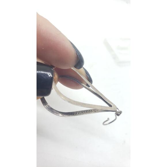 Vintage Mexico MCM 925 Sterling Silver Teardrop with Copper Ball Center 1950s - Picture 7 of 8